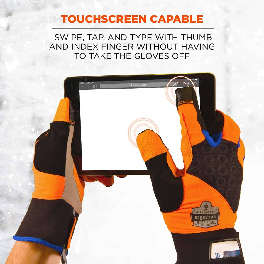 Ergodyne ProFlex 818WP Performance Thermal Waterproof Winter Work Gloves, Medium, Orange, Touchscreen Capable, 3" Thickness, 13.5" Length, 2 Pairs