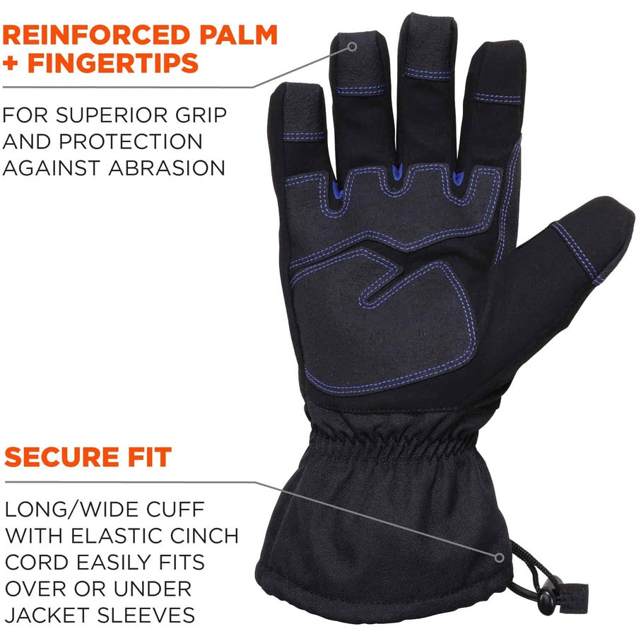 Ergodyne ProFlex 819WP Extreme Thermal Waterproof Winter Work Gloves, Small, Black, 3" Thickness, 13.75" Length, Touchscreen Capable, 2 Pairs