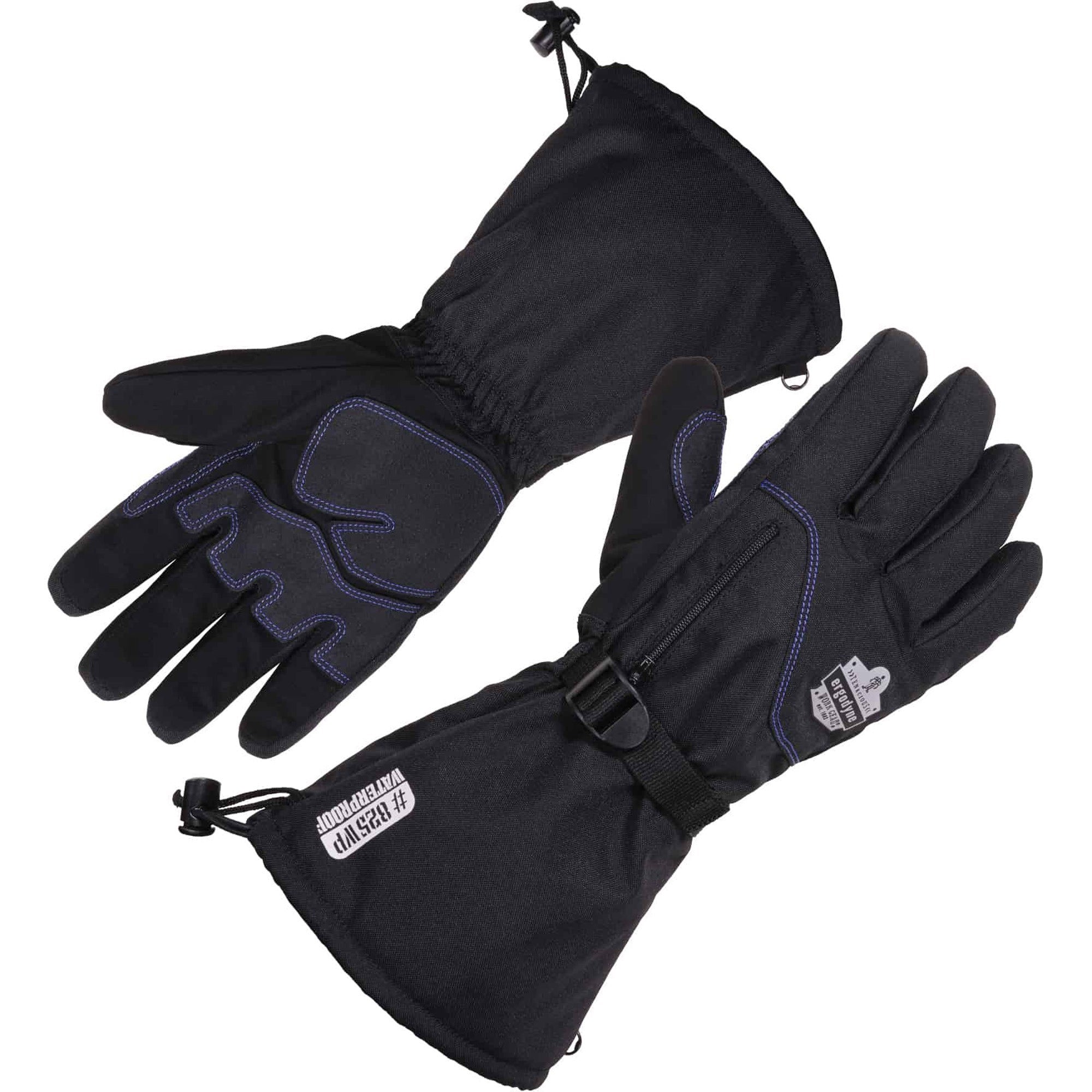 Ergodyne ProFlex 825WP Thermal Waterproof Winter Work Gloves, Small, Black, Touchscreen Capable, Dual Layer, Reinforced Fingertip, Abrasion Resistant, Reflective Accent, Machine Washable, 2 Pairs