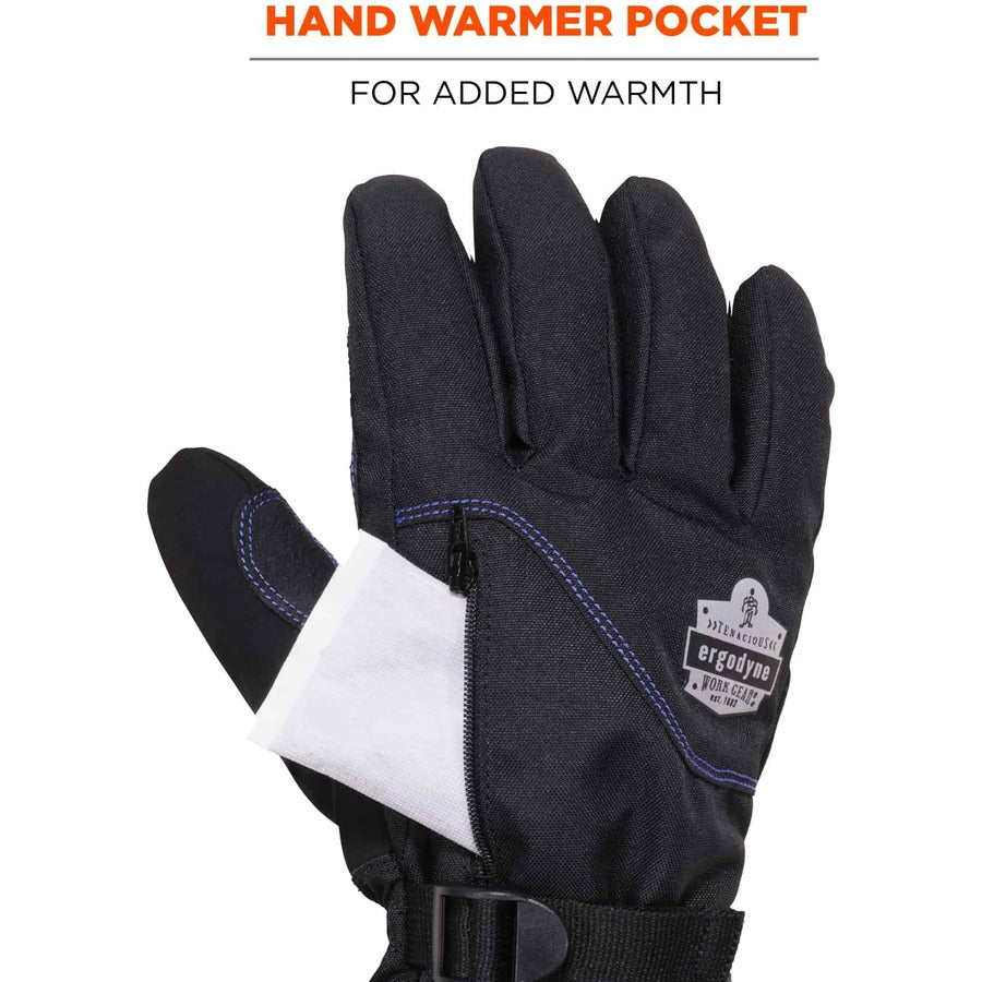 Ergodyne ProFlex 825WP Thermal Waterproof Winter Work Gloves, Large, Black, 3" Thickness, 13.75" Length, Touchscreen Capable, Dual Layer, Reinforced Fingertip, Reflective Accent, Machine Washable, 2 Pairs