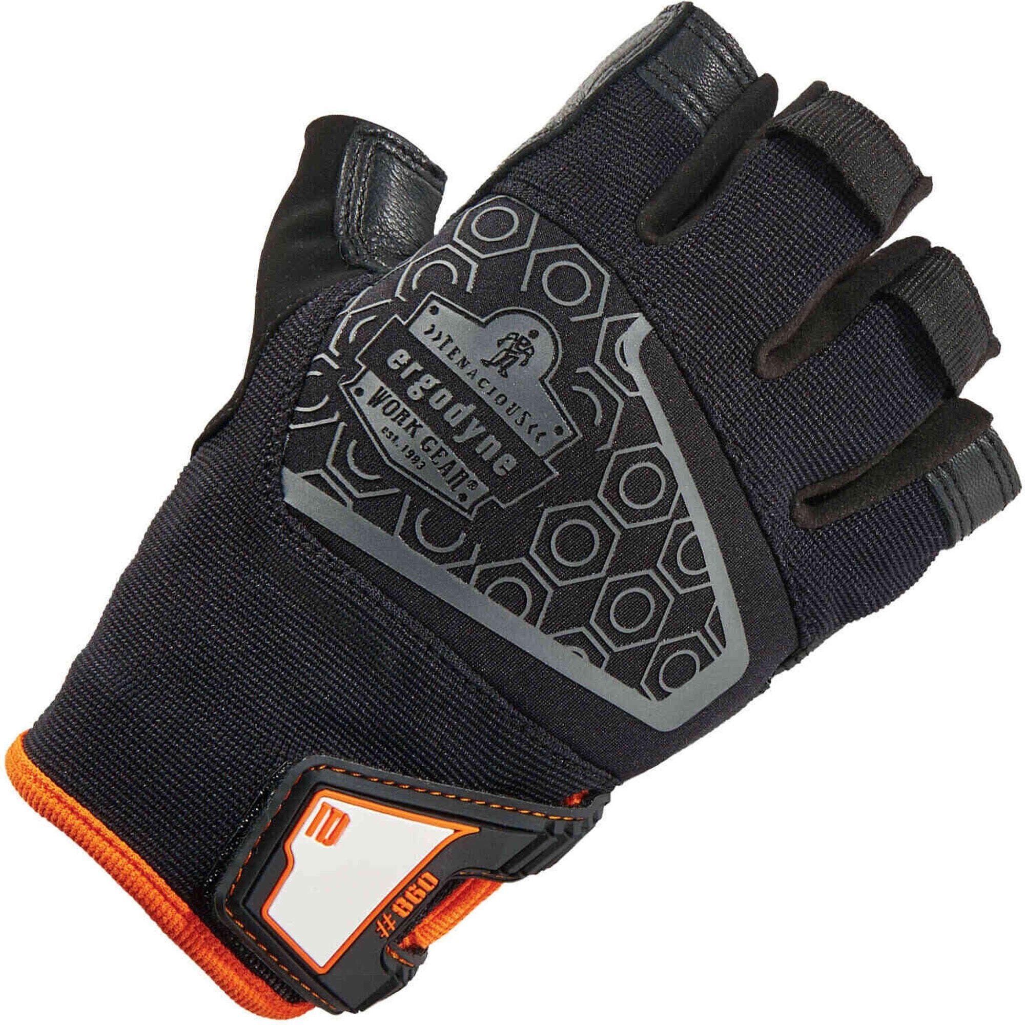 Ergodyne ProFlex 860 Heavy Lifting Utility Gloves, Extra Large, Half Finger, Black, Padded Palm, Reinforced Thumb, Breathable, Brow Wipe Thumb, Molded, ID Tab, Pull-on Tab, Durable, 2 Pairs