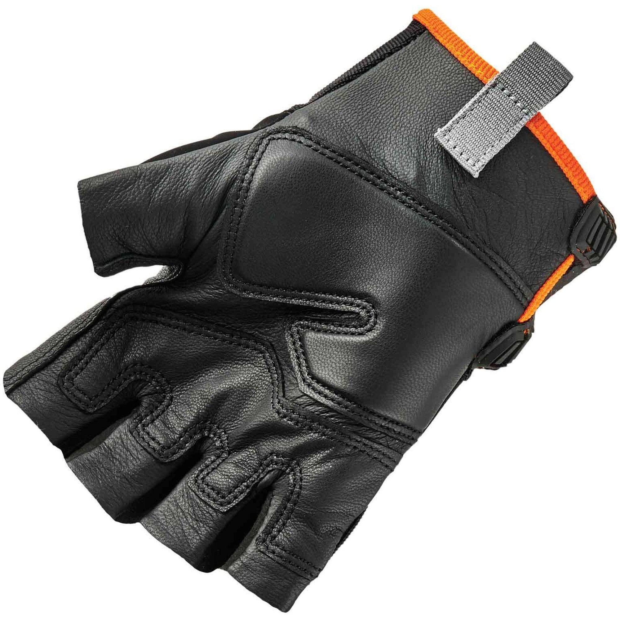 Ergodyne ProFlex 860 Heavy Lifting Utility Gloves - 1.25" Thickness x 11" Glove Length - XXL Size - Half Finger - Black - Padded Palm, Reinforced Thumb, Breathable, Brow Wipe Thumb, Molded, ID Tab, Pull-on Tab, Durable - For Heavy Lifting - 2 / Pair