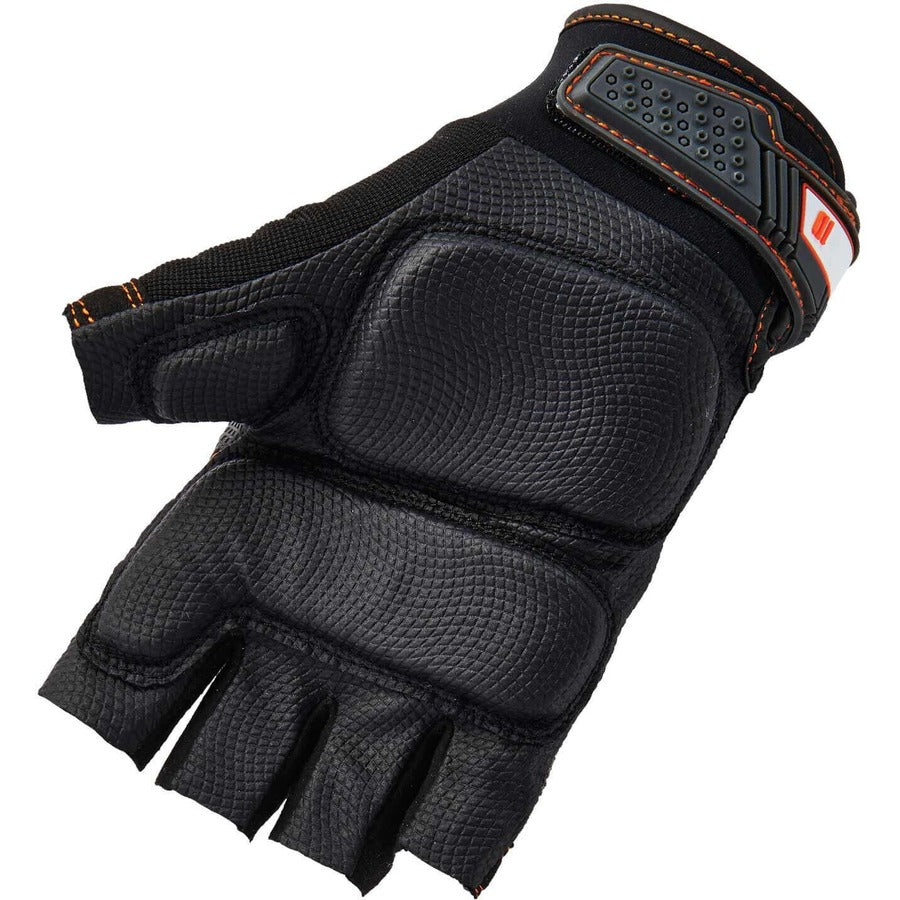Ergodyne ProFlex 900 Half-Finger Impact Gloves, Small, Black, 1.50" Thick, 10.75" Length, Shock & Impact Resistant, Breathable, Reinforced Thumb, Padded Palm, 2 Pairs
