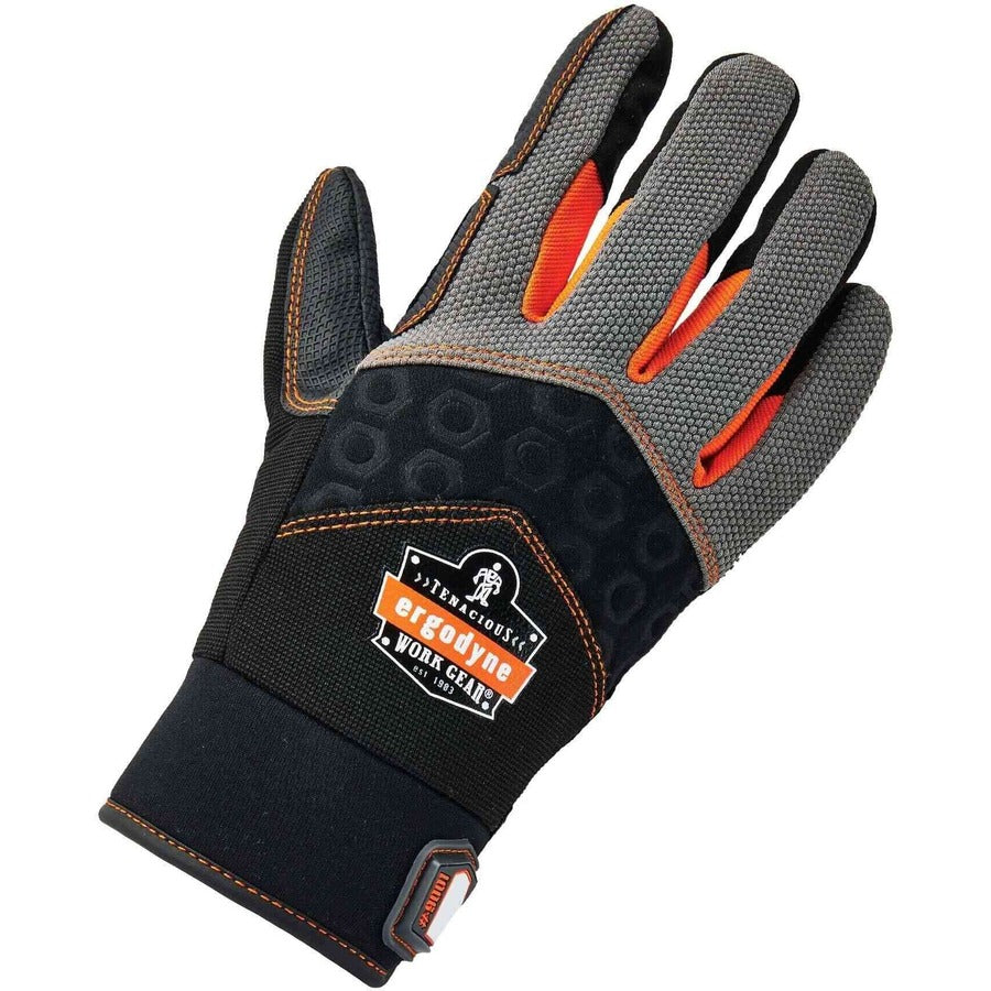 Ergodyne ProFlex 9001 Full-Finger Impact Gloves - 1.50" Thickness x 13" Glove Length - Small Size - Black - Shock Resistant, Impact Resistant, Breathable, Knitted, Reinforced Thumb, Molded, ID Tab, Anti-Vibration, Padded Palm - 2 / Pair