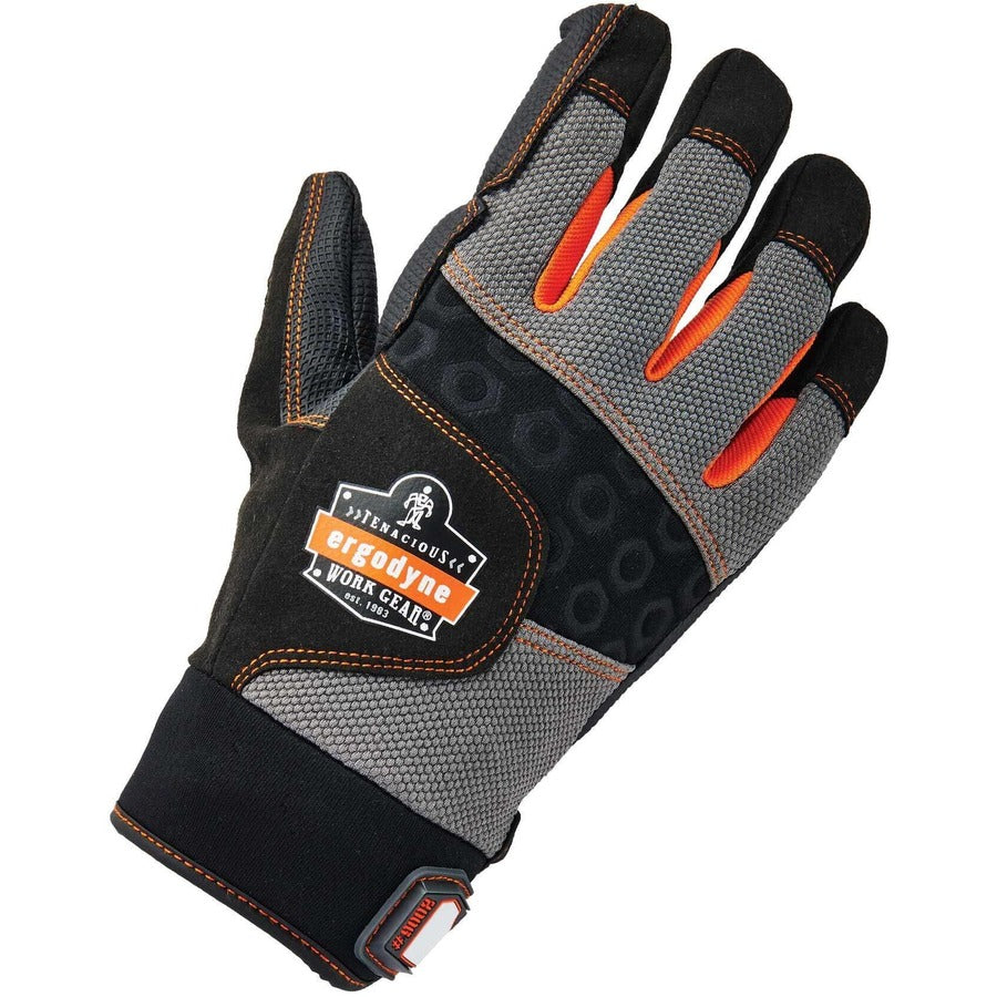 Ergodyne ProFlex 9002 Full-Finger Anti-Vibration Gloves, Extra Large, Black, 2" Thick, 14" Length, Padded Palm, Impact Resistant, Reinforced Thumb & Fingertips, Knitted, Molded, ID Tab, 2 Pairs