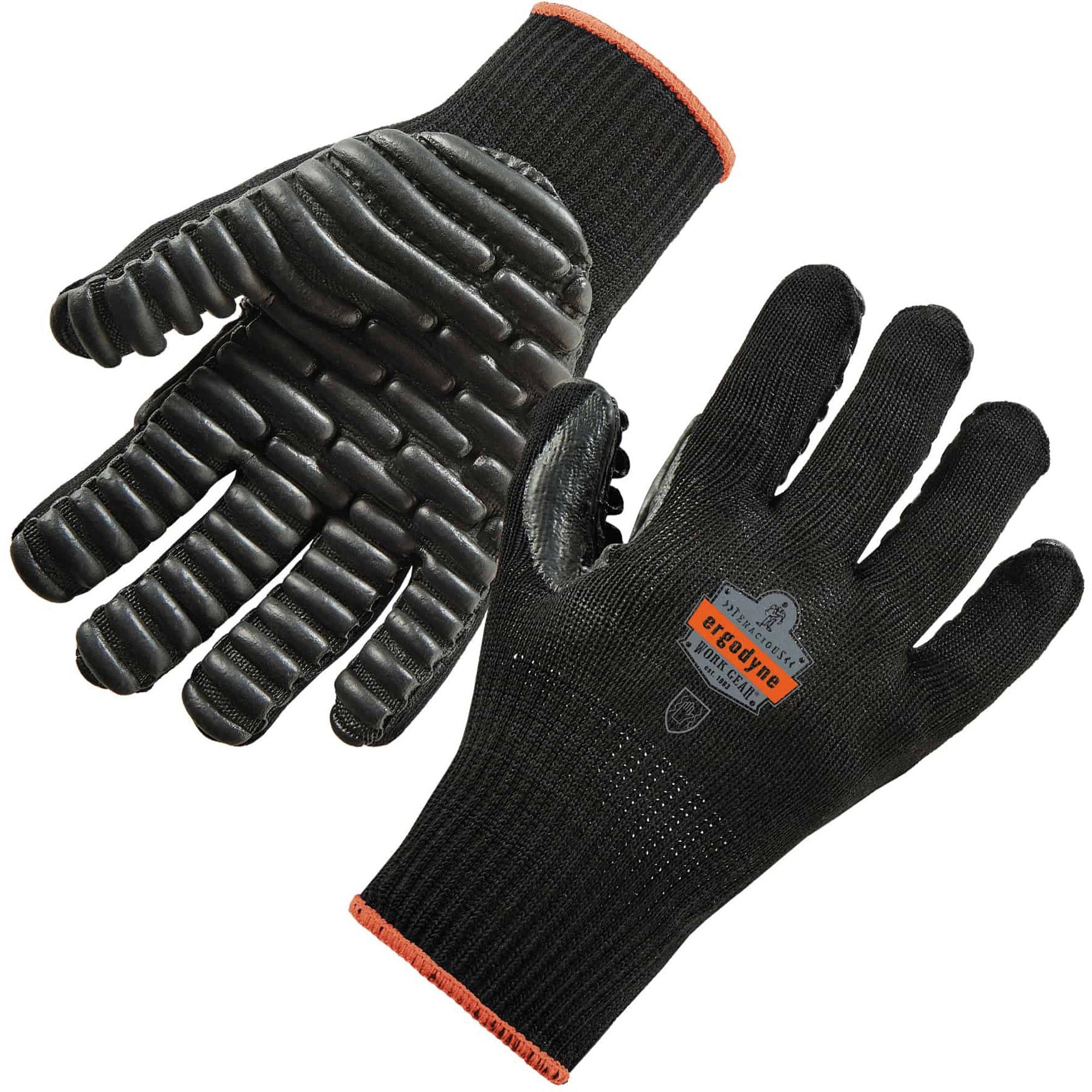 Ergodyne ProFlex 9003 Certified Lightweight Anti-Vibration Gloves, Large, Black, 0.75" Thickness, 13.50" Length, 2 Pairs