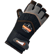 Ergodyne ProFlex 910 Half-Finger Impact Gloves with Wrist Support, Small, Black, 1.75" Thickness, 12" Length, Anti-Vibration, Shock & Impact Resistant, Breathable, Reinforced Thumb, Padded Palm, 2 Pairs