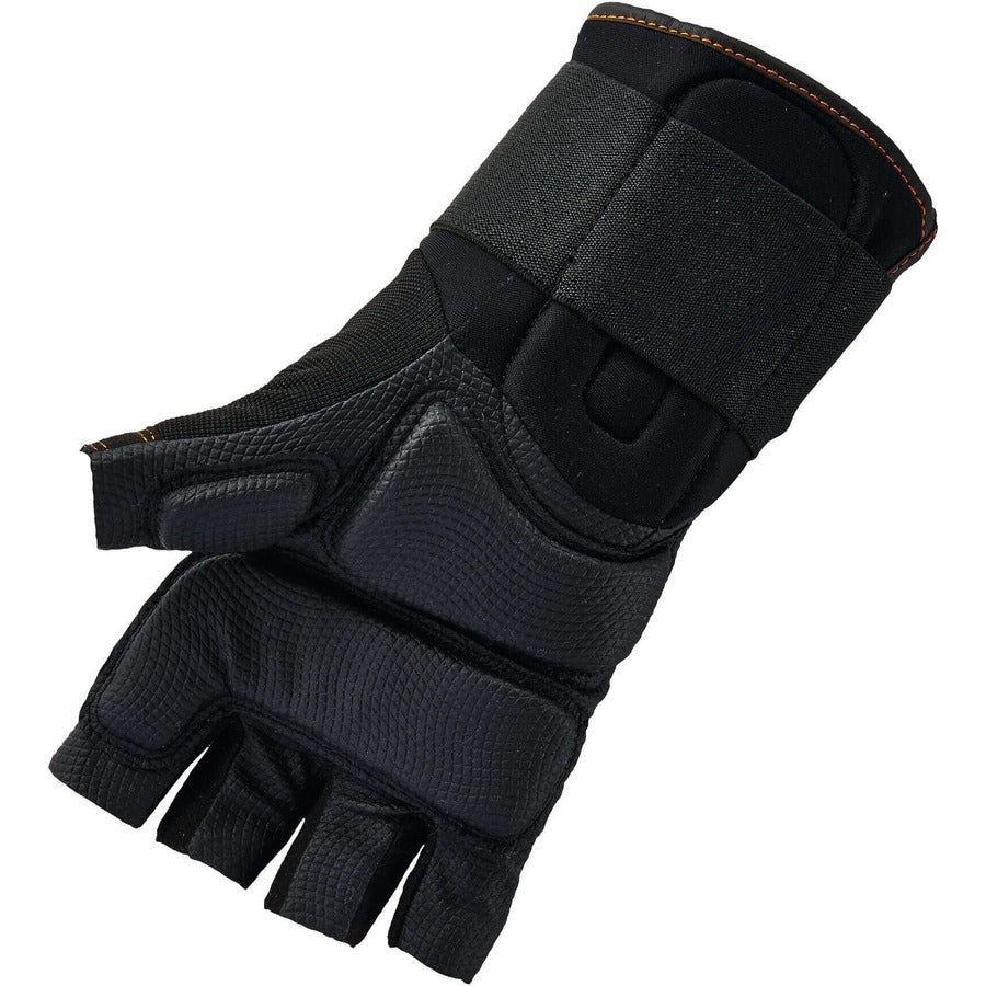 Ergodyne ProFlex 910 Half-Finger Impact Gloves with Wrist Support, XXL, Black, 1.75" Thickness, 13" Length, Anti-Vibration, Shock & Impact Resistant, Breathable, Reinforced Thumb, Padded Palm, 2 Pairs