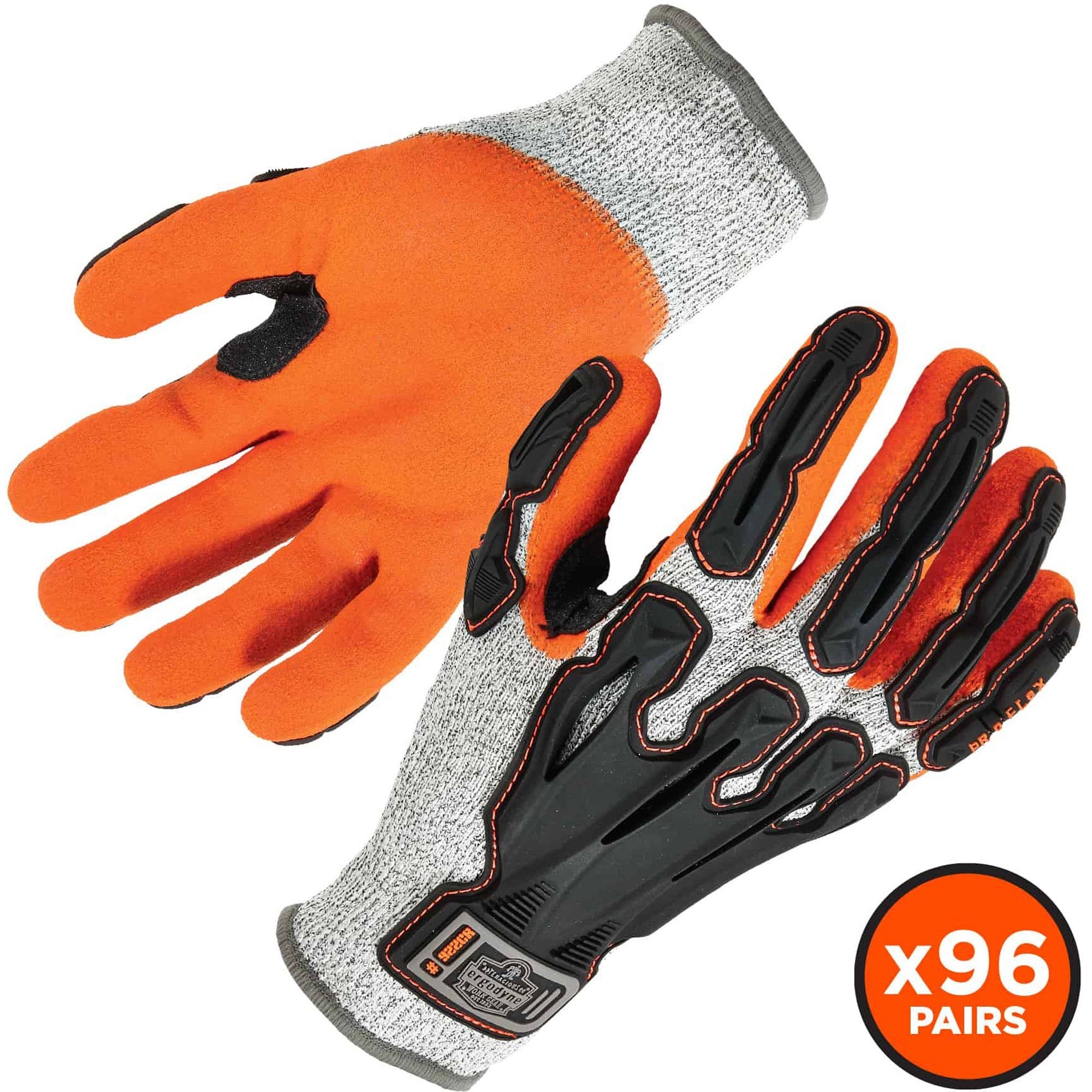 Ergodyne ProFlex 922CR Nitrile-Coated Cut-Resistant Gloves, Small, Gray, 1.75" Thick, 10" Length, Nitrile & Latex Coating, Impact & Cut Resistant, Machine Washable, 2 Pairs per Pack, 96 Packs per Carton