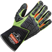 Ergodyne ProFlex 925F(x) Standard Dorsal Impact-Reducing Gloves, Large, Lime, 2" Thick, 13.75" Length, Impact Resistant, High Visibility, Non-slip Grip, Reinforced Thumb & Index, Breathable, 2 Pairs
