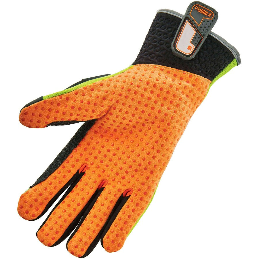 Ergodyne ProFlex 925F(x) Standard Dorsal Impact-Reducing Gloves, Extra Large, Lime, 2" Thickness, 14" Length, Impact Resistant, High Visibility, Non-slip Grip, Reinforced Thumb & Index Finger, 2 Pairs