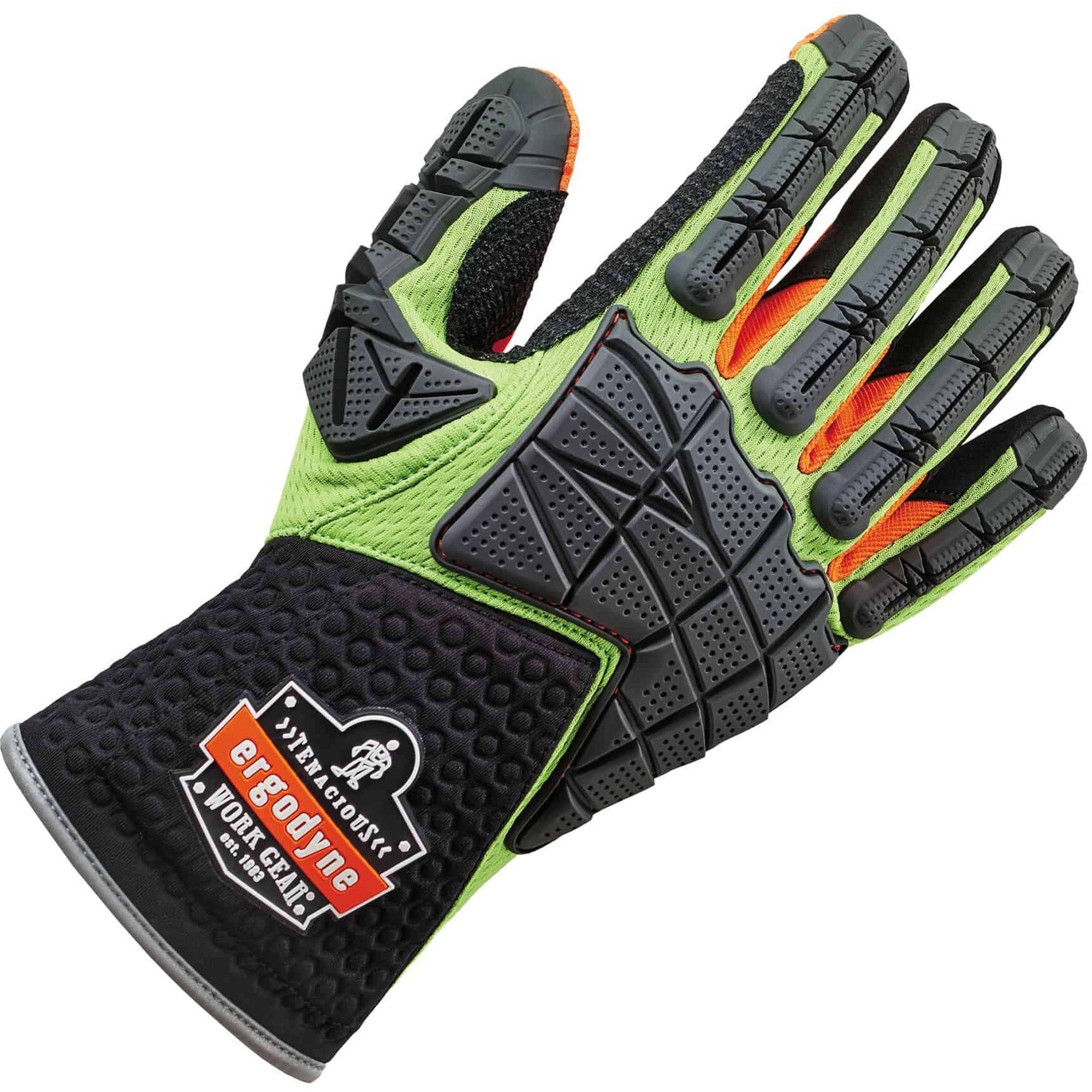 2" Thickness x 13.25" Glove Length - Small Size - Lime - Impact Resistant, High Visibility, Non-slip Grip, Grip Dots, Reinforced Thumb, Reinforced Index Finger, Breathable, Reflective Binding, Pull-on Tab, Durable - 2 / Pair