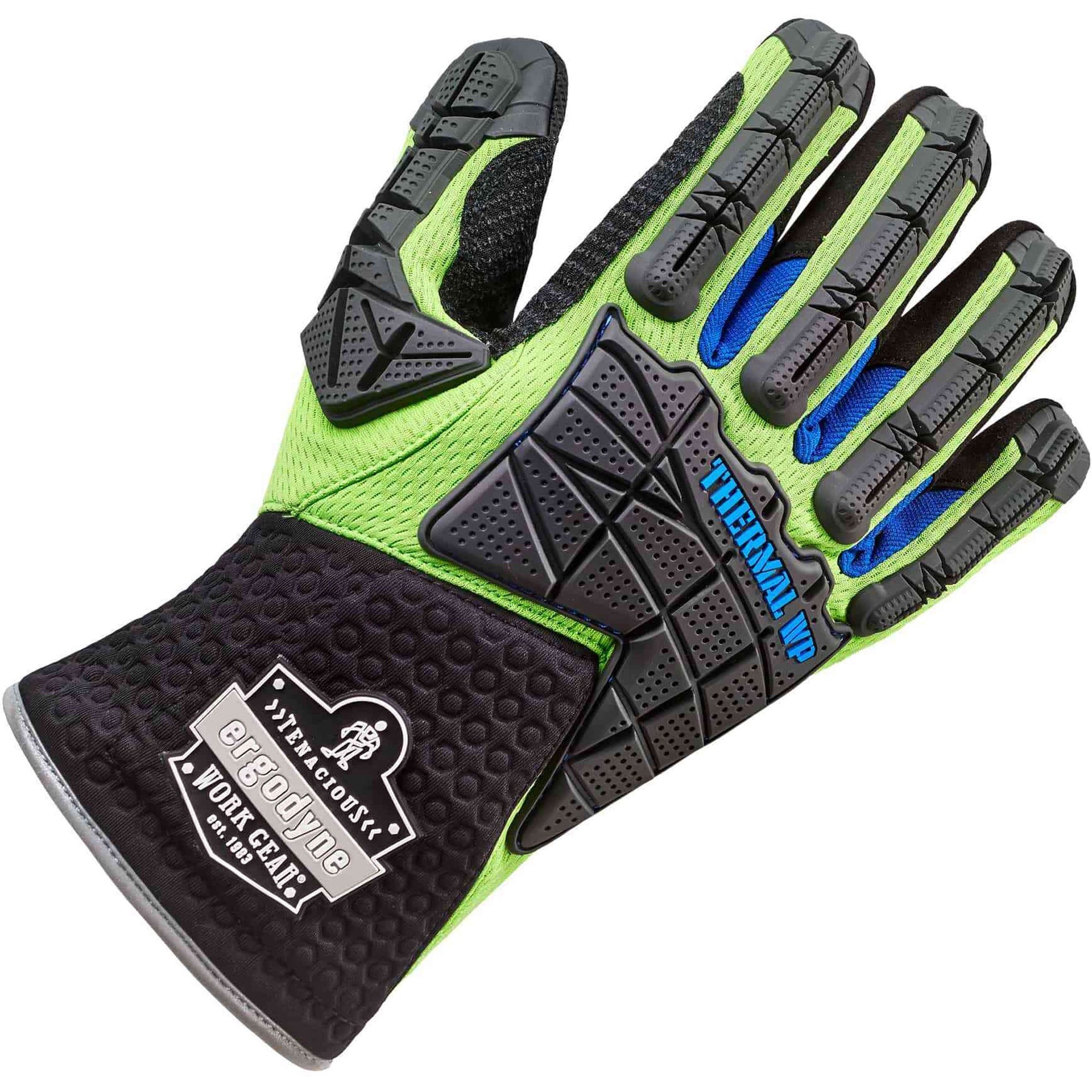 Ergodyne ProFlex 925WP Performance DIR Thermal WP Gloves, XXL, Lime, Impact Resistant, Waterproof, Reinforced Thumb & Index Finger, Reflective Binding, Cold Resistant, 2 Pairs