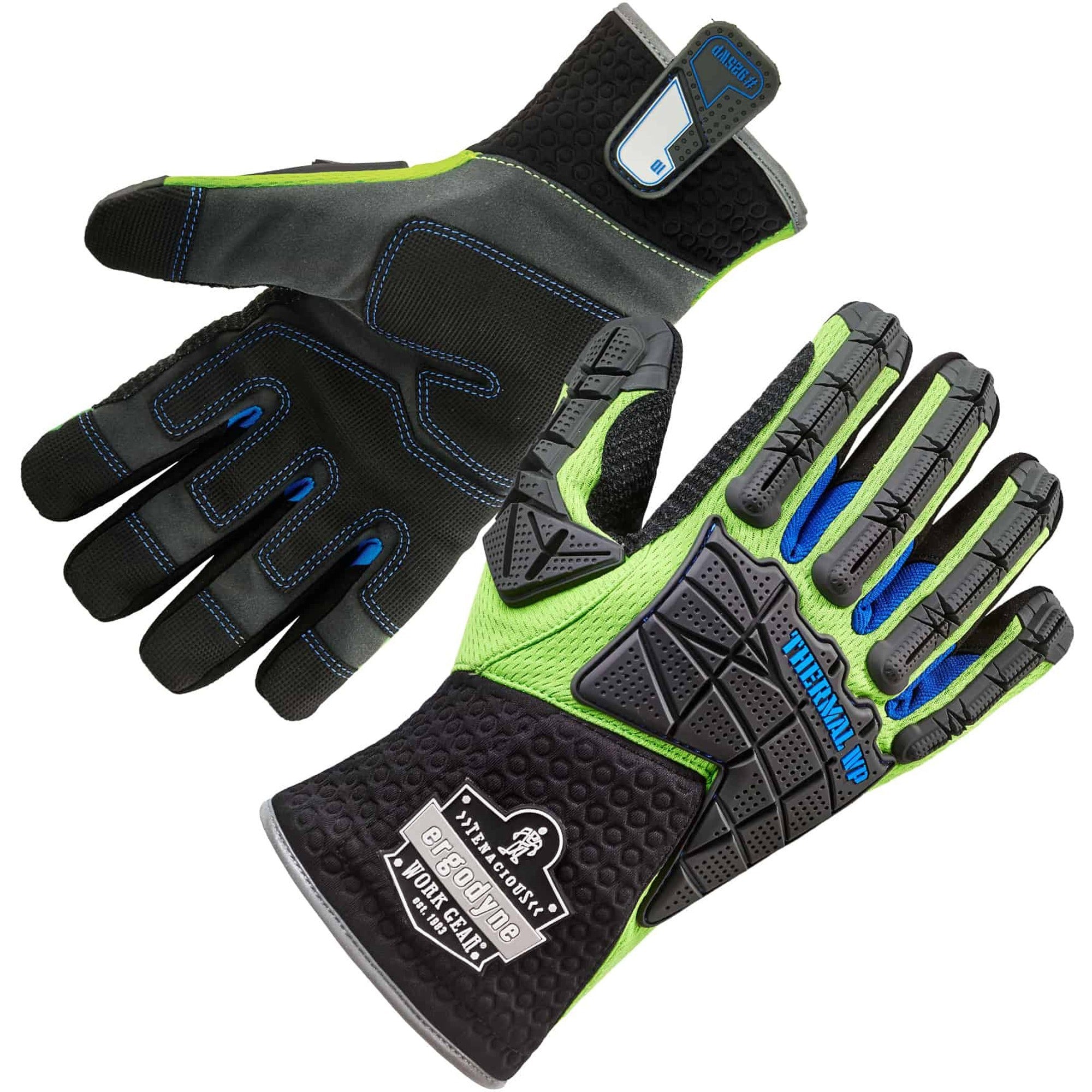 Ergodyne ProFlex 925WP Performance DIR Thermal WP Gloves, Small, Lime, Impact Resistant, Waterproof, Reinforced Thumb & Index Finger, Reflective Binding, Cold Resistant, 2 Pairs