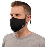 2-Xtra Large/3-Xtra Large - Cotton Twill, Polyester - Black - Breathable, Adjustable Nose Clip, Adjustable Ear Loop, Anti-odor, Antimicrobial, Machine Washable, Quick Drying - 120 / Pack