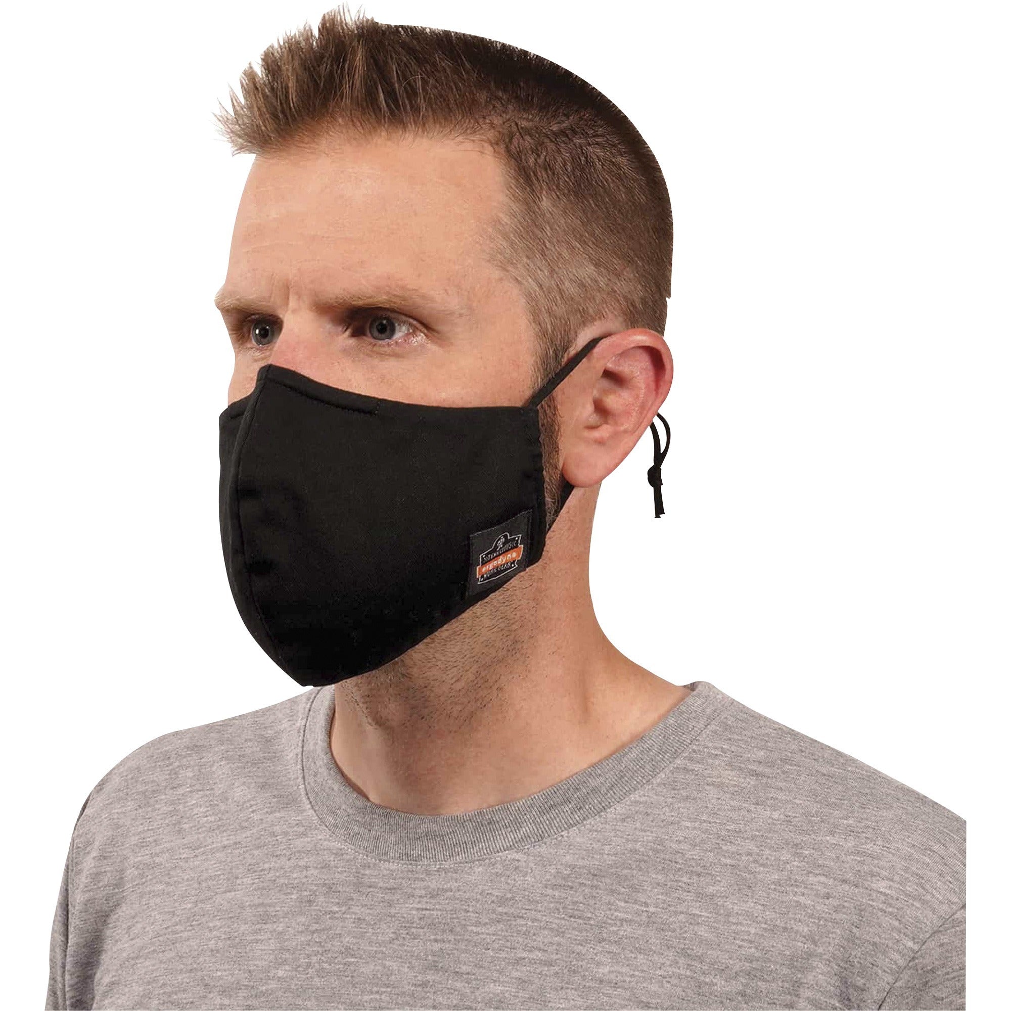 2-Xtra Large/3-Xtra Large - Cotton Twill, Polyester - Black - Breathable, Adjustable Nose Clip, Adjustable Ear Loop, Anti-odor, Antimicrobial, Machine Washable, Quick Drying - 120 / Pack