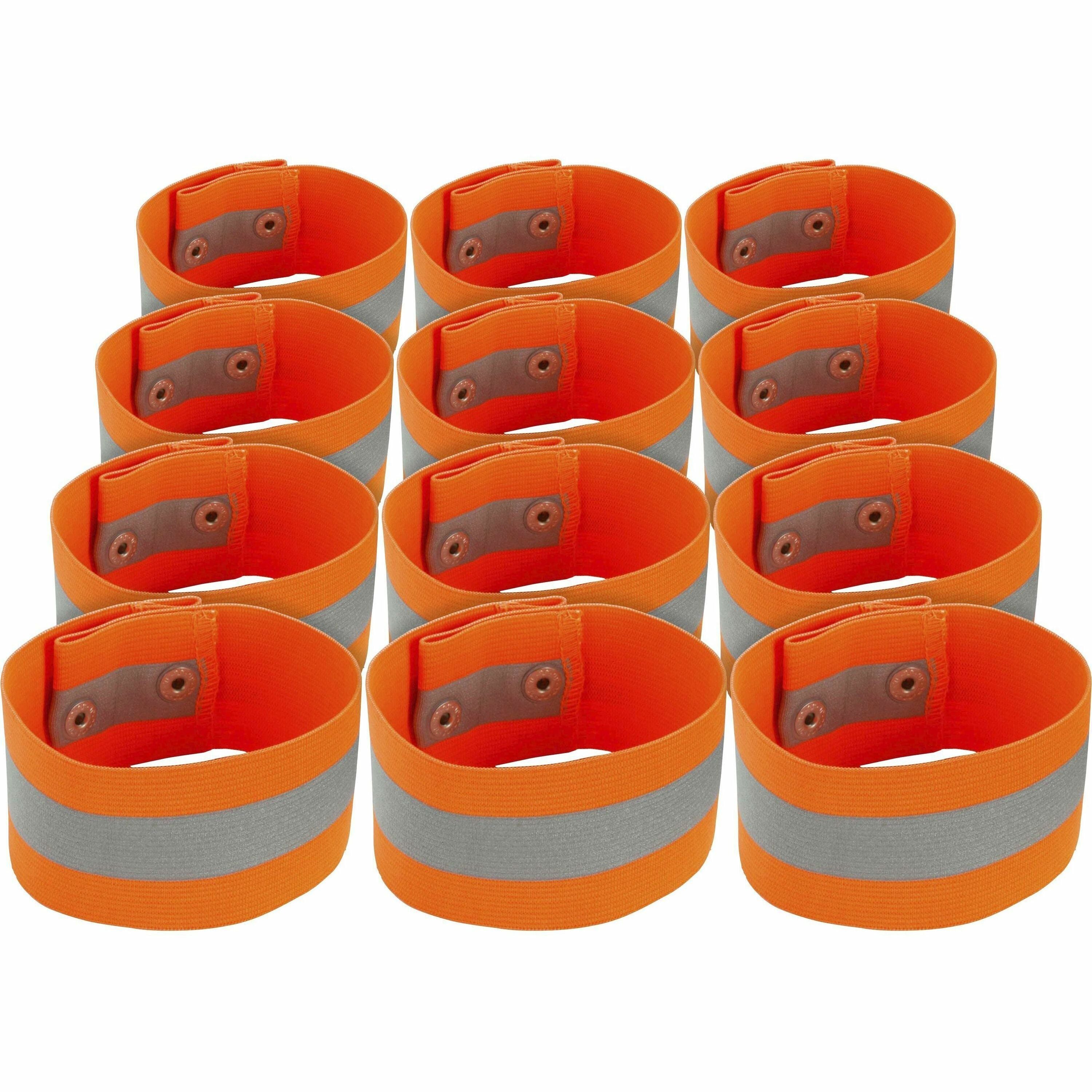 Ergodyne 8001 Arm/Leg Band - Small (S)/Medium (M) - 0.3" Height x 2" Width x 6.5" Length - Orange - Elastic, Knit - 12 / Pack