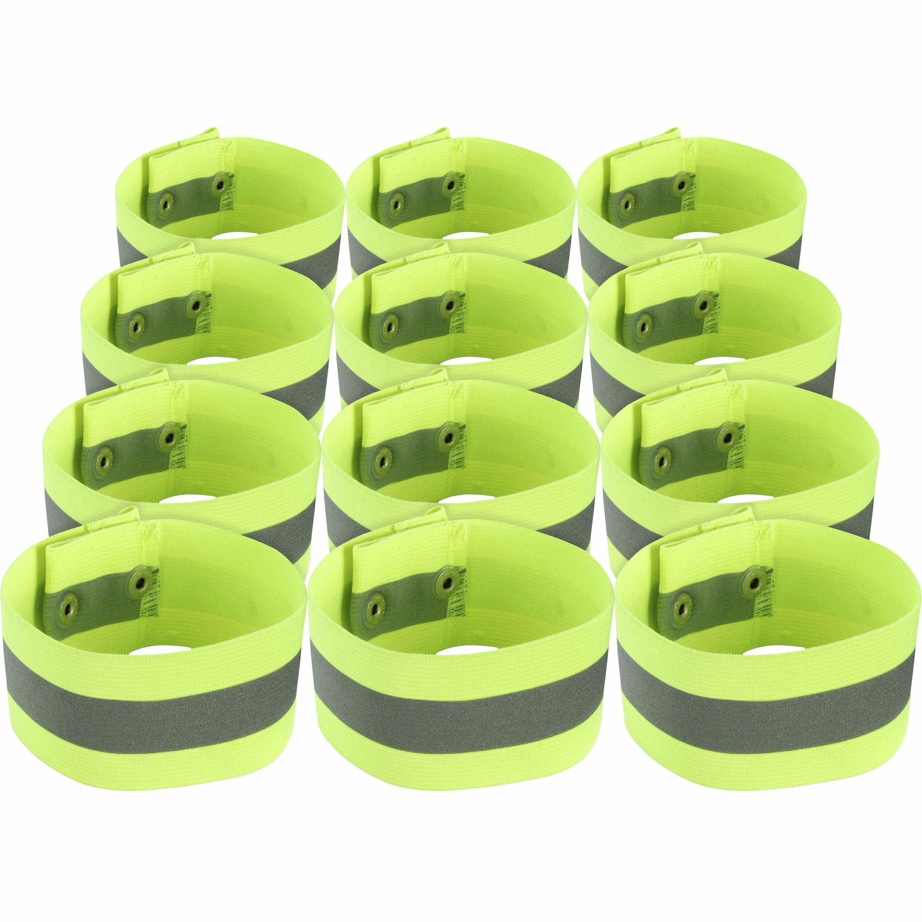 Ergodyne 8001 Arm/Leg Band - Adjustable - Small (S)/Medium (M) - Snap Attachment - 0.3" Height x 2" Width x 6.5" Length - Lime - Elastic, Knit - 12 / Carton