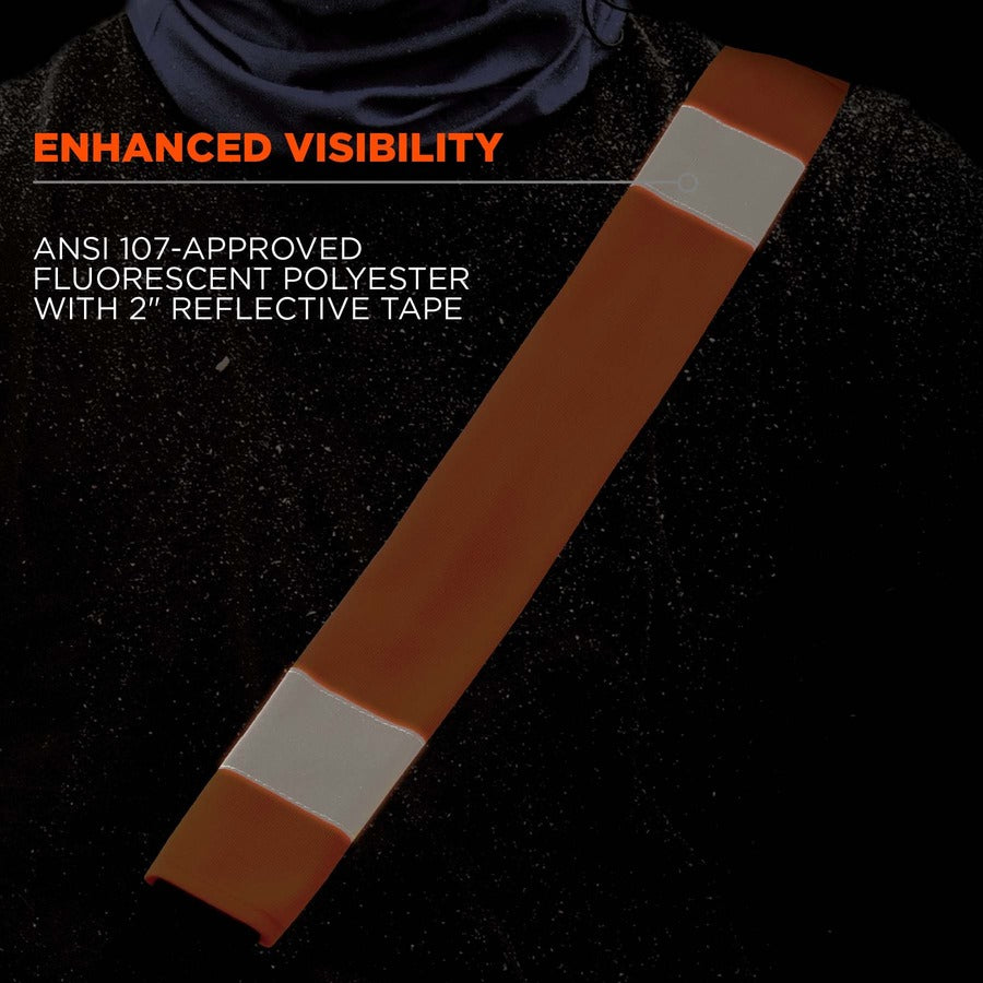 Ergodyne 8004 HI-Vis Seat Belt Cover, 3" x 0.5" x 18.5", Orange Polyester, 6 per Carton