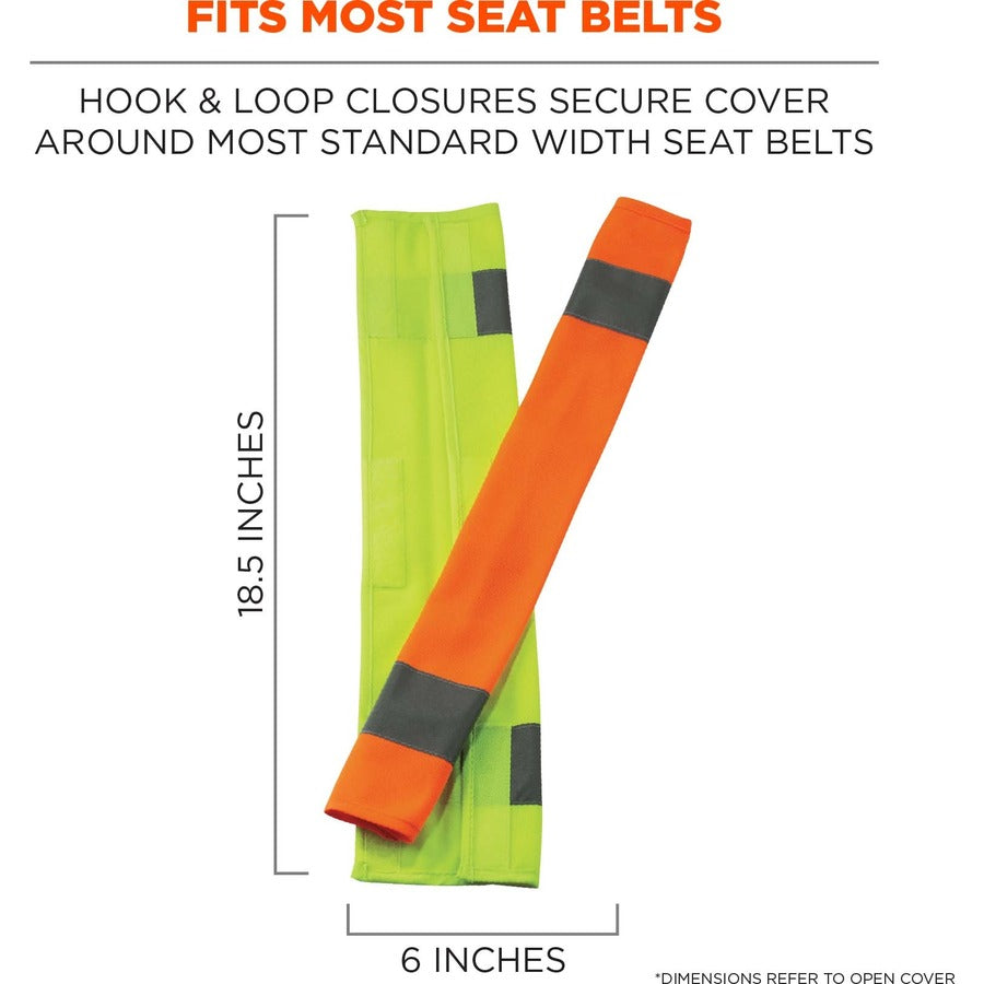 Ergodyne 8004 HI-Vis Seat Belt Cover, 3" x 0.5" x 18.5", Orange Polyester, 6 per Carton