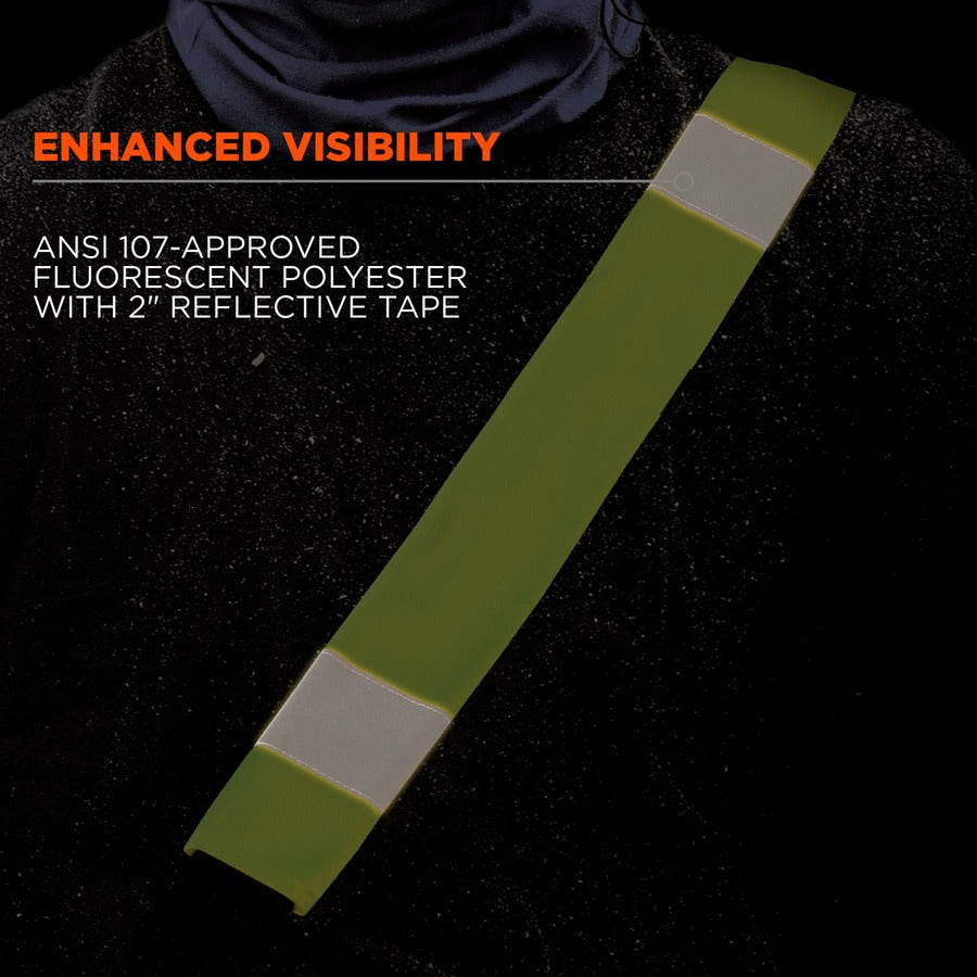 Ergodyne 8004 HI-Vis Seat Belt Cover, Lime, Polyester, 3" x 0.5" x 18.5", 6 per Carton