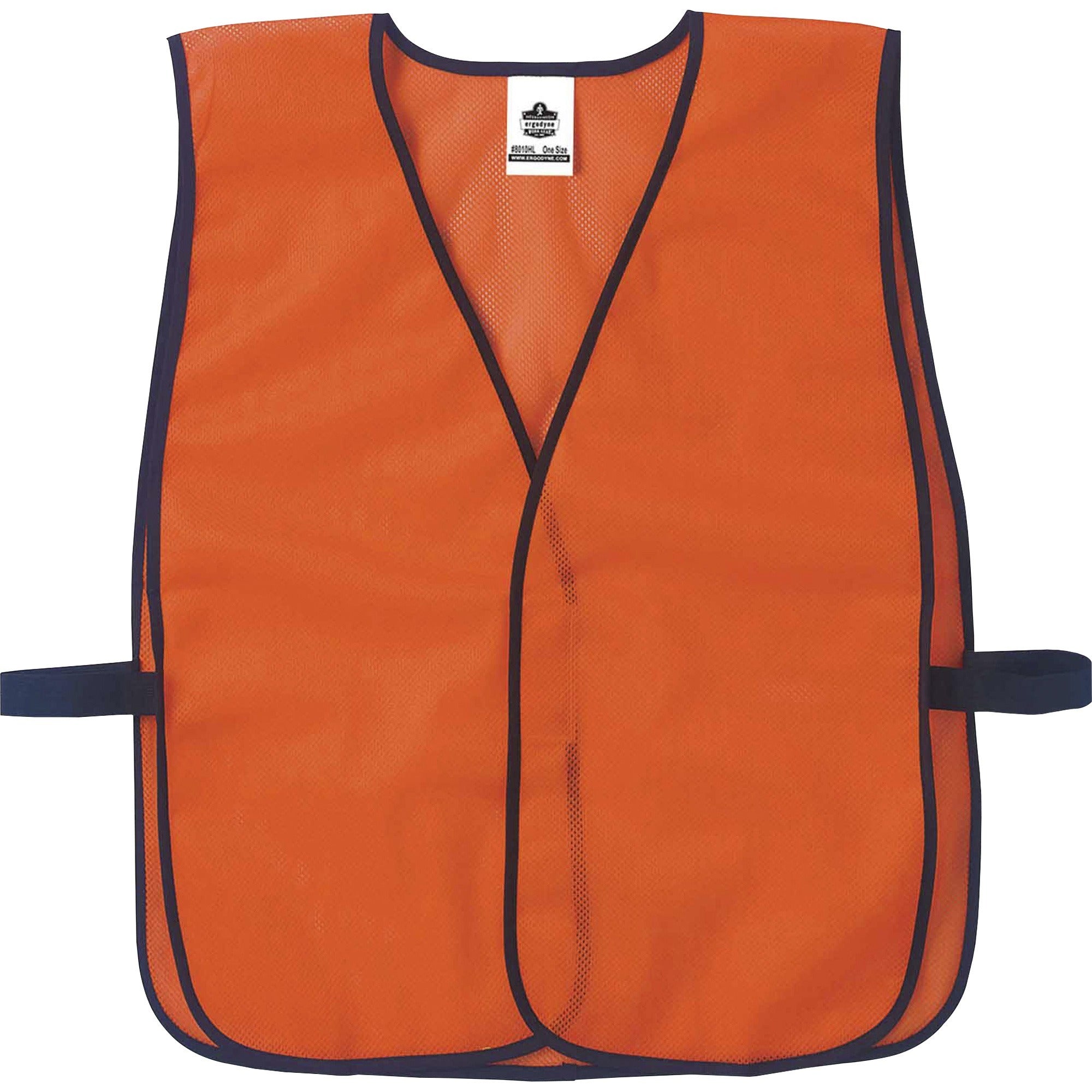 Ergodyne 8010HL Non-Certified Economy Vest, Hook & Loop Closure, Polyester Mesh, Orange, 1 Each