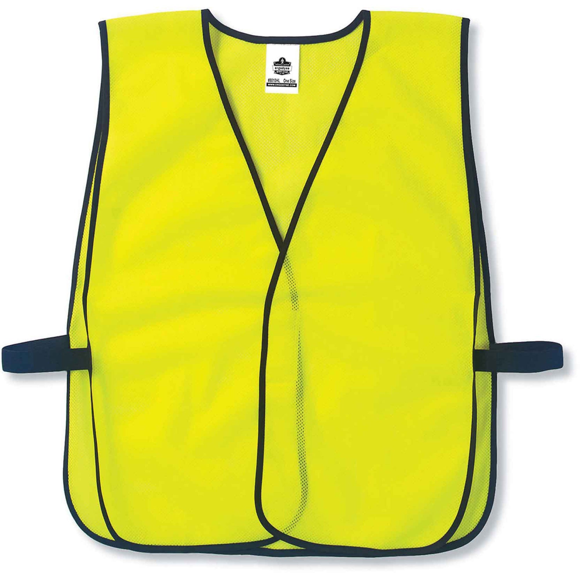 Ergodyne 8010HL Non-Certified Economy Vest, Hook & Loop Closure, Polyester Mesh, Lime, 1 Each