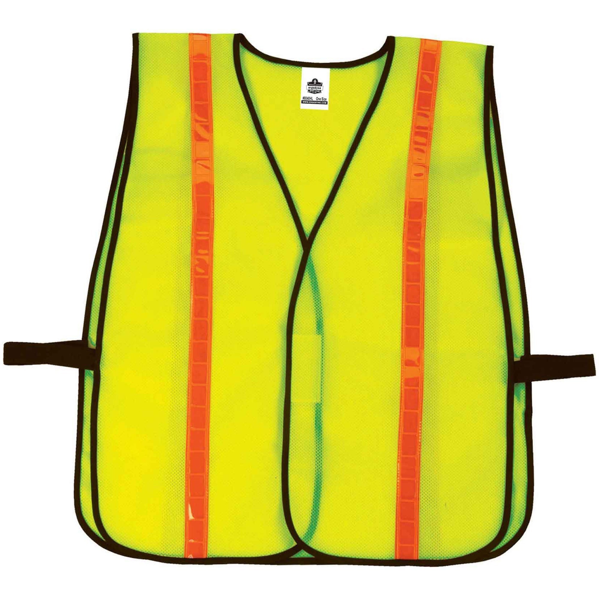Ergodyne 8040HL Non-Certified Hi-Gloss Vest, Hook & Loop Closure, Polyester Mesh, Lime, Reflective, 1 Each