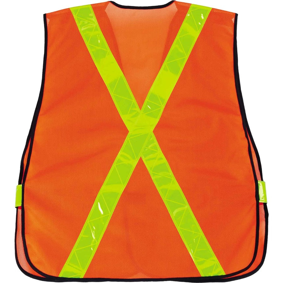 Ergodyne 8080BAX Non-Certified X-Back Vest, Hook & Loop Closure, Polyester Mesh, Orange, Reflective, 1 Each