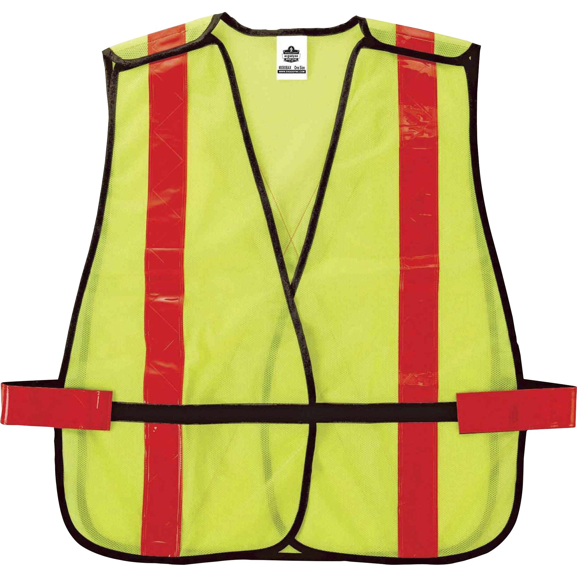 Ergodyne 8080BAX Non-Certified X-Back Vest, Hook & Loop Closure, Polyester Mesh, Lime, Reflective, 1 Each