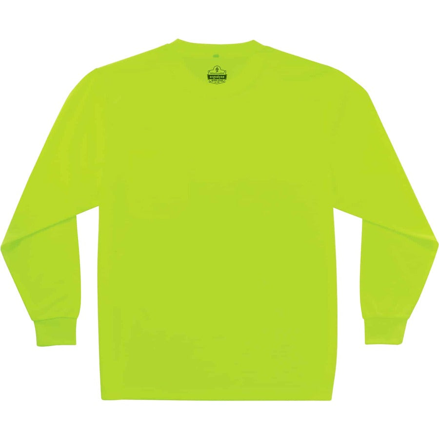 Ergodyne 8091 Non-Certified Long Sleeve T-Shirt, 4XL, Polyester, Lime, 1 Each