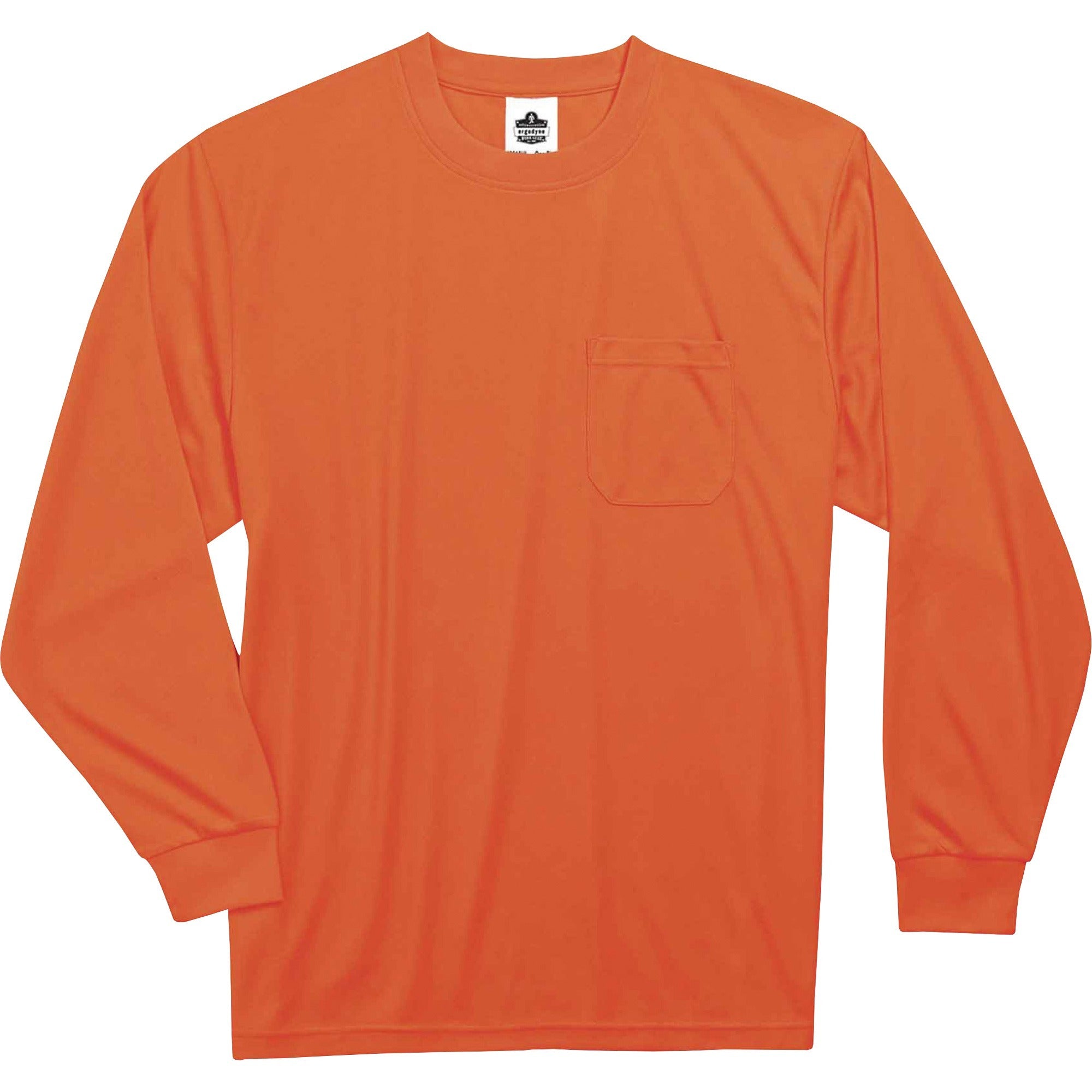 Ergodyne 8091 Non-Certified Long Sleeve T-Shirt, Medium, Polyester, Orange, 1 Each