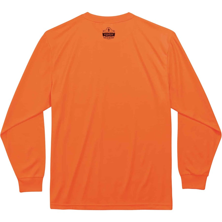 Ergodyne 8091 Non-Certified Long Sleeve T-Shirt, Large, Polyester, Orange, 1 Each