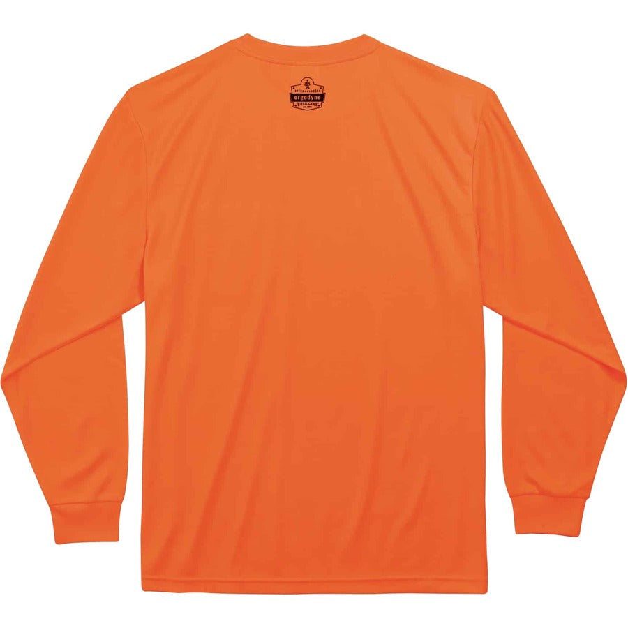 Ergodyne 8091 Non-Certified Long Sleeve T-Shirt, 3XL, Orange, Polyester, 1 Each