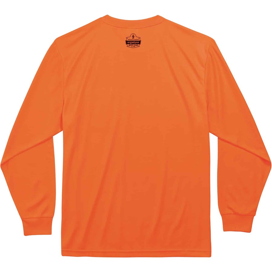 Ergodyne 8091 Non-Certified Long Sleeve T-Shirt, 4XL, Polyester, Orange, 1 Each
