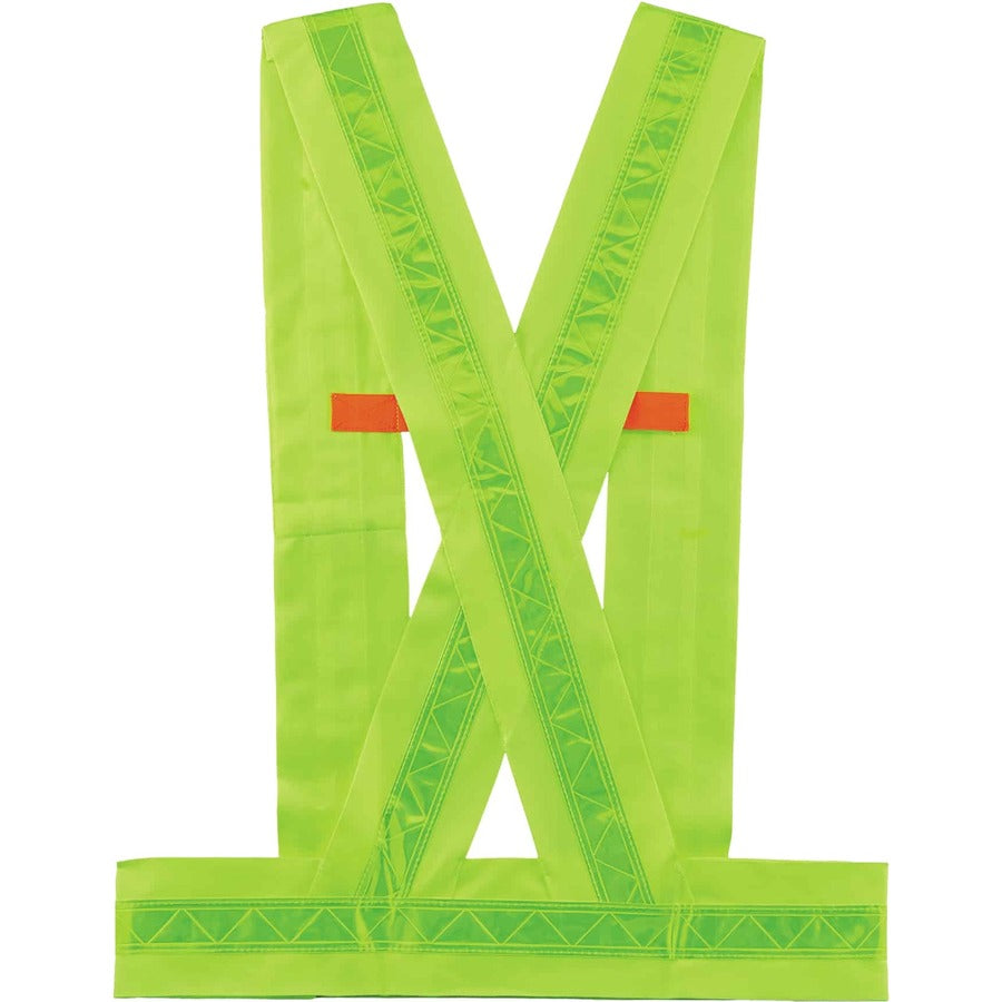 Ergodyne 8140BA Type O Class 1 Breakaway Sash, Medium/Large, Polyester, Lime, Pocket, Reflective, 1 Each