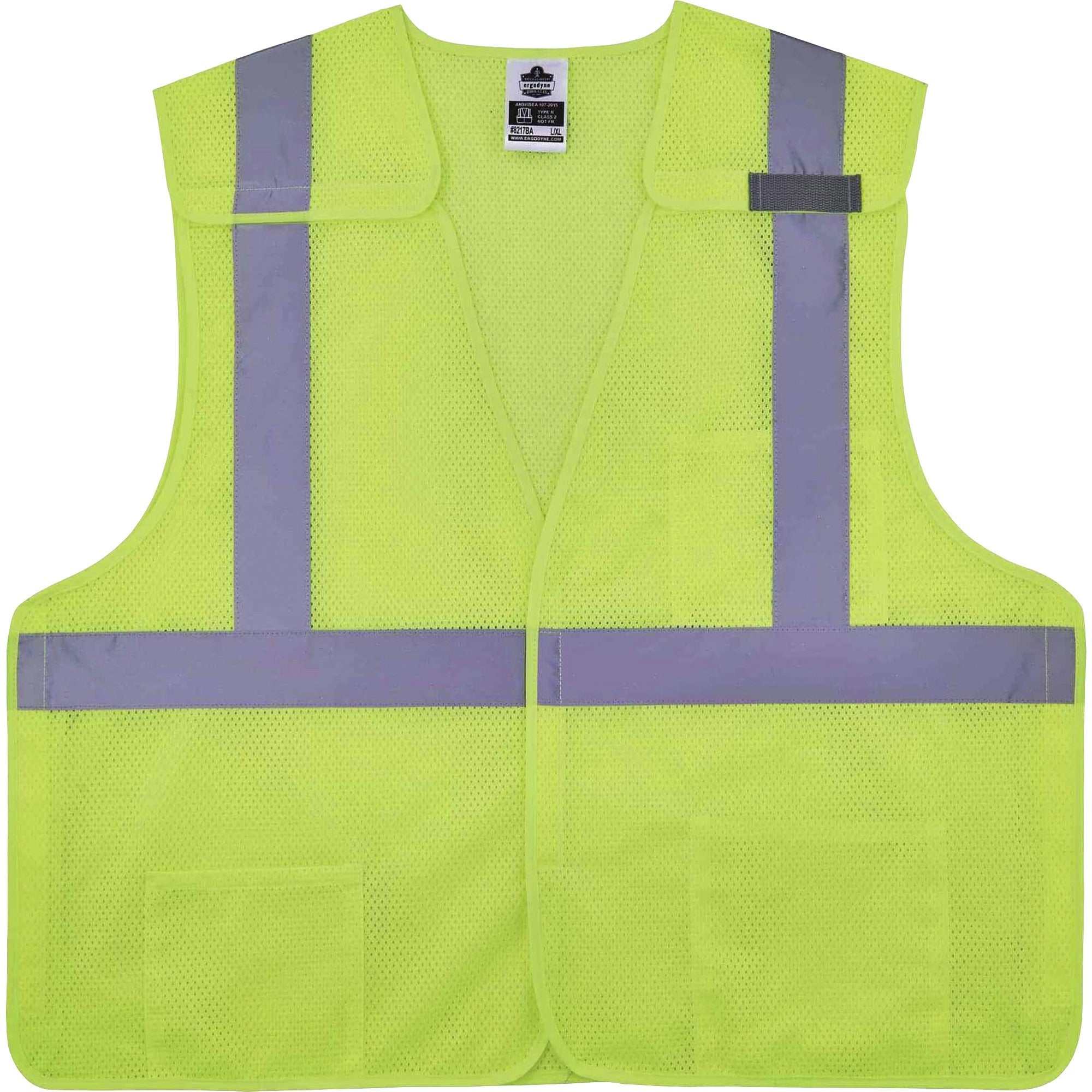 Ergodyne 8217BA Breakaway Hi-Vis Class 2 Safety Vest, Small/Medium, Lime, Hook & Loop Closure, Machine Washable, Breathable, Durable, Reflective Strip, Interior Pocket, Pen Slot, 1 Each