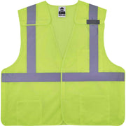 Ergodyne 8217BA Breakaway Hi-Vis Class 2 Vest, Large/Extra Large, Lime, Hook & Loop Closure, Machine Washable, Breathable, Durable, Reflective Strip, Interior Pocket, Pen Slot, 1 Each