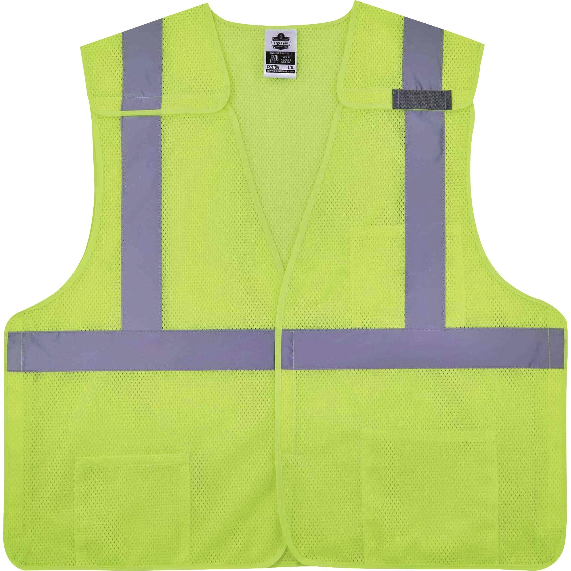 Ergodyne 8217BA Breakaway Hi-Vis Class 2 Vest, 2XL/3XL, Lime, Hook & Loop Closure, Machine Washable, Breathable, Durable, Reflective Strip, Interior Pocket, Pen Slot, 1 Each