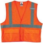 Ergodyne 8220HL Type R Class 2 Standard Mesh Vest, Small/Medium, Hook & Loop Closure, Orange, Mesh Fabric, Polyester Mesh, Pocket, Mic Tab, Reflective, 1 Each