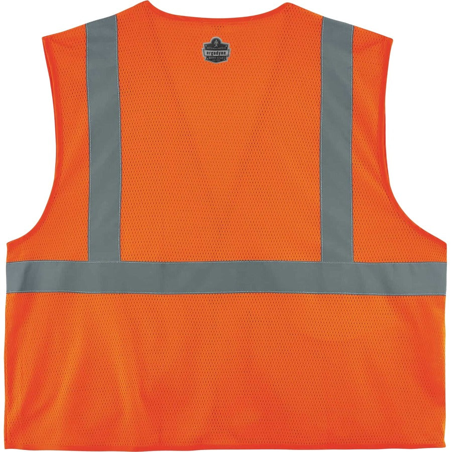Ergodyne 8220HL Type R Class 2 Standard Mesh Vest, Small/Medium, Hook & Loop Closure, Orange, Mesh Fabric, Polyester Mesh, Pocket, Mic Tab, Reflective, 1 Each