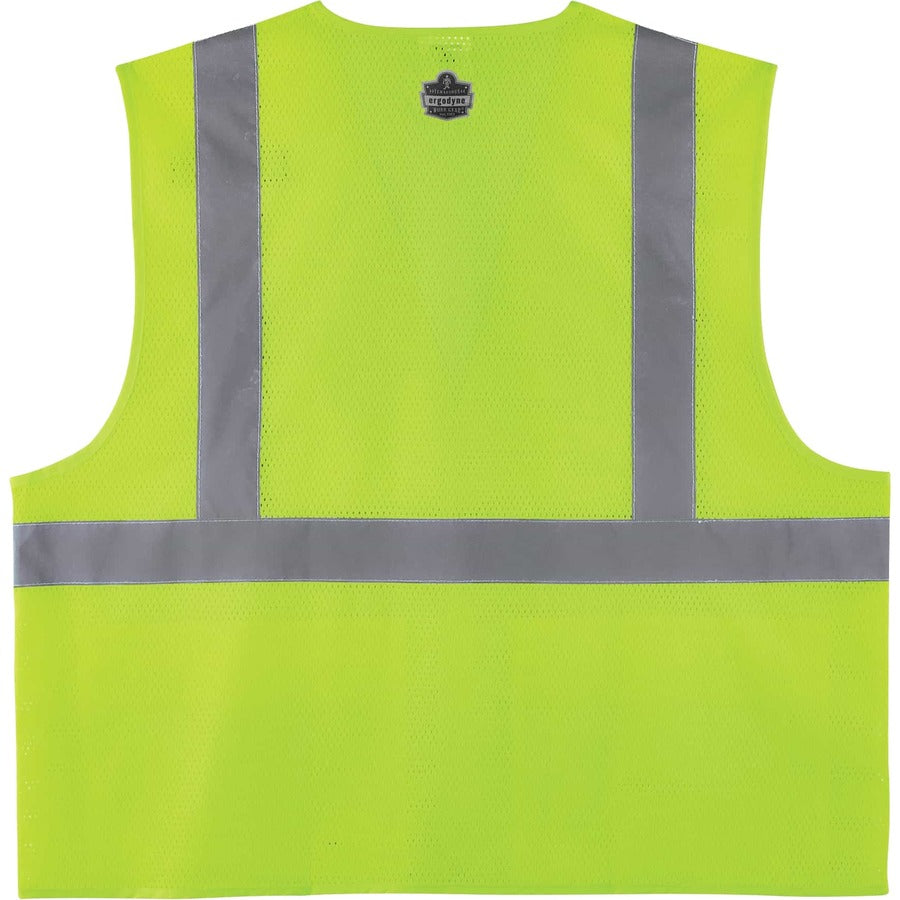 Ergodyne 8220HL Type R Class 2 Standard Mesh Vest, Small/Medium, Hook & Loop Closure, Lime, Mesh Fabric, Polyester Mesh, Pocket, Mic Tab, Reflective, 1 Each