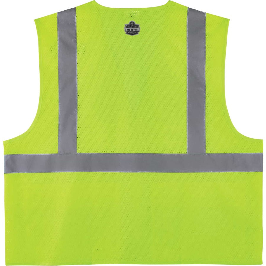 Ergodyne 8220HL Type R Class 2 Standard Mesh Vest, 4XL/5XL, Hook & Loop Closure, Lime, Mesh Polyester, Pocket, Mic Tab, Reflective, 1 Each
