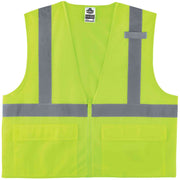 Ergodyne 8220Z Type R Class 2 Standard Mesh Vest, 4XL/5XL, Zipper Closure, Lime, Mesh Polyester, Pocket, Mic Tab, Reflective, 1 Each