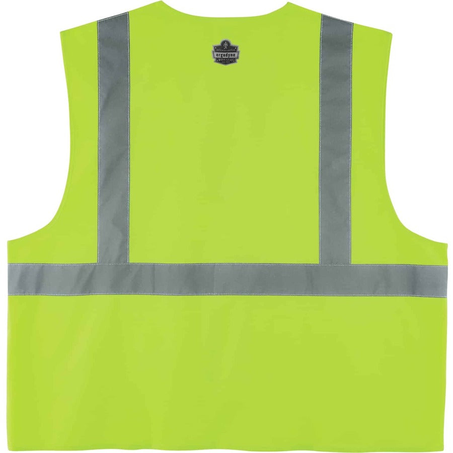 Ergodyne 8225HL Type R Class 2 Solid Vest, Large/Extra Large, Hook & Loop Closure, Polyester, Lime, Pocket, Mic Tab, Reflective, 1 Each