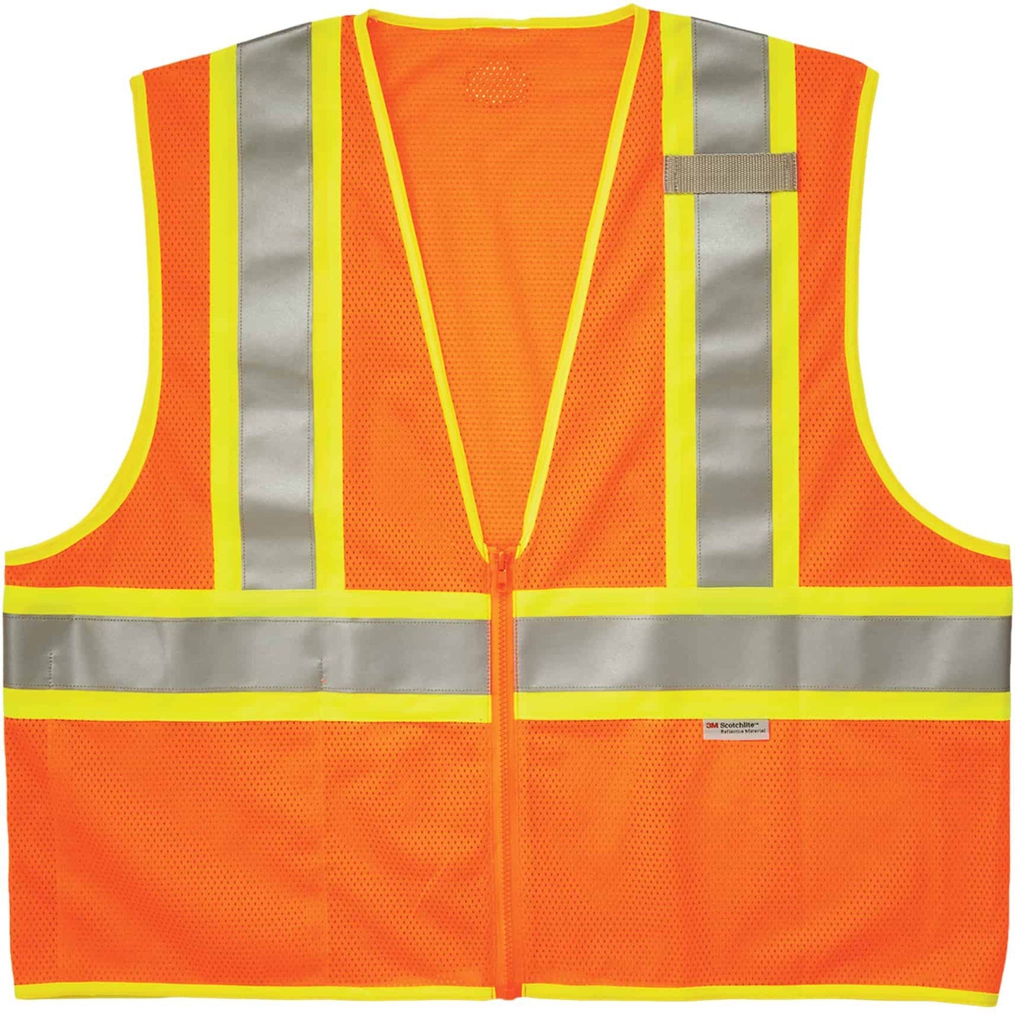 Ergodyne 8230Z Type R Class 2 Two-Tone Vest, Large/Extra Large, Zipper Closure, Mesh Polyester, Orange, Pocket, Mic Tab, Reflective, 1 Each