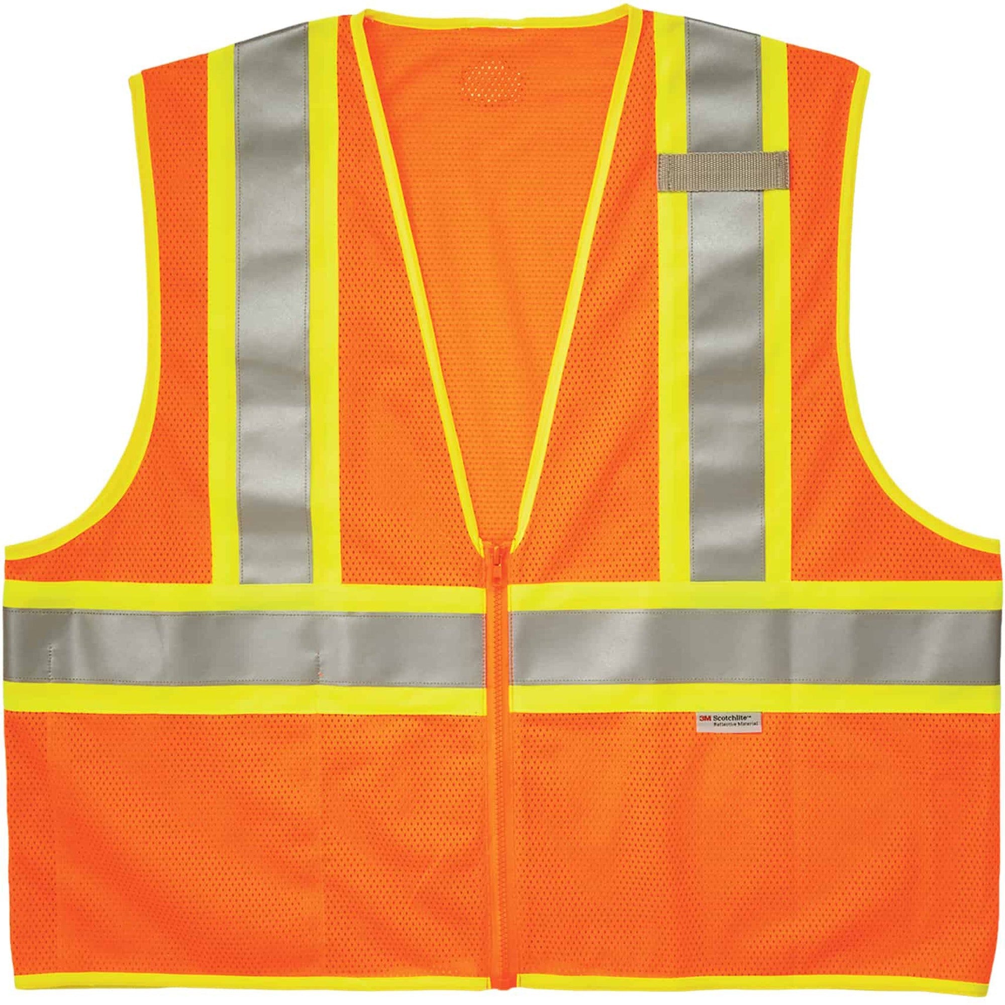 Ergodyne 8230Z Type R Class 2 Two-Tone Vest, 2XL/3XL, Zipper Closure, Mesh Polyester, Orange, Pocket, Mic Tab, Reflective, 1 Each