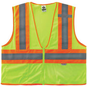 Ergodyne 8230Z Type R Class 2 Two-Tone Vest, 2XL/3XL, Zipper Closure, Mesh Polyester, Lime, Pocket, Mic Tab, Reflective, 1 Each