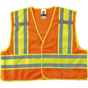 Ergodyne GloWear 8245PSV Type P Class 2 Public Safety Vest, 4XL/5XL, Hook & Loop Closure, Orange, Reflective, Pocket, Mic Tab, Two-tone, 1 Each