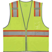 Ergodyne 8246Z Two-Tone Mesh Vest, Type R Class 2, Large/Extra Large, Zipper Closure, Lime, Machine Washable, Reflective Striping, Badge Holder, Mic Tab, Interior Pocket, 1 Each